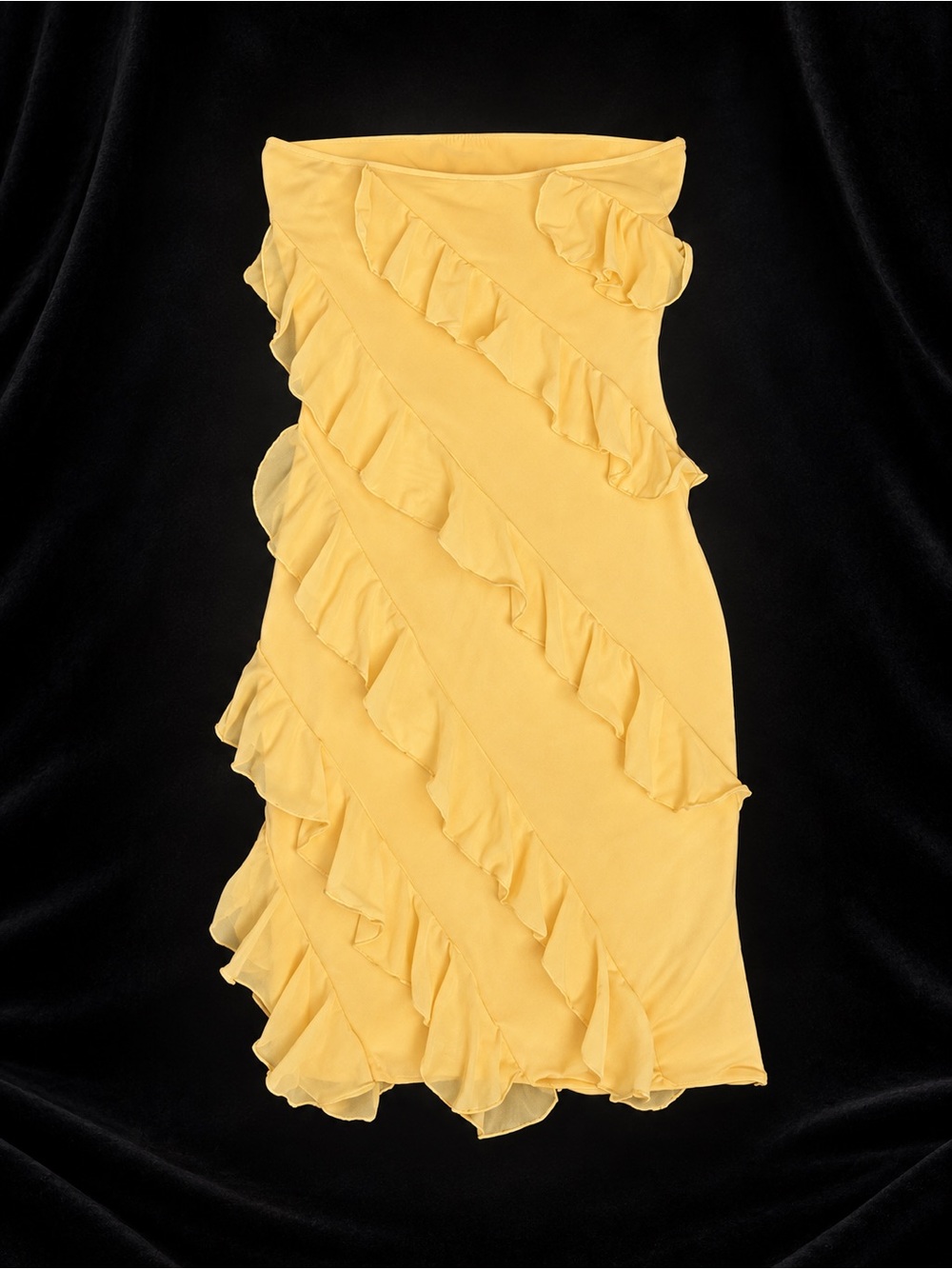 Yellow Ruffle Strapless Mini Dress - Picture 2 of 3